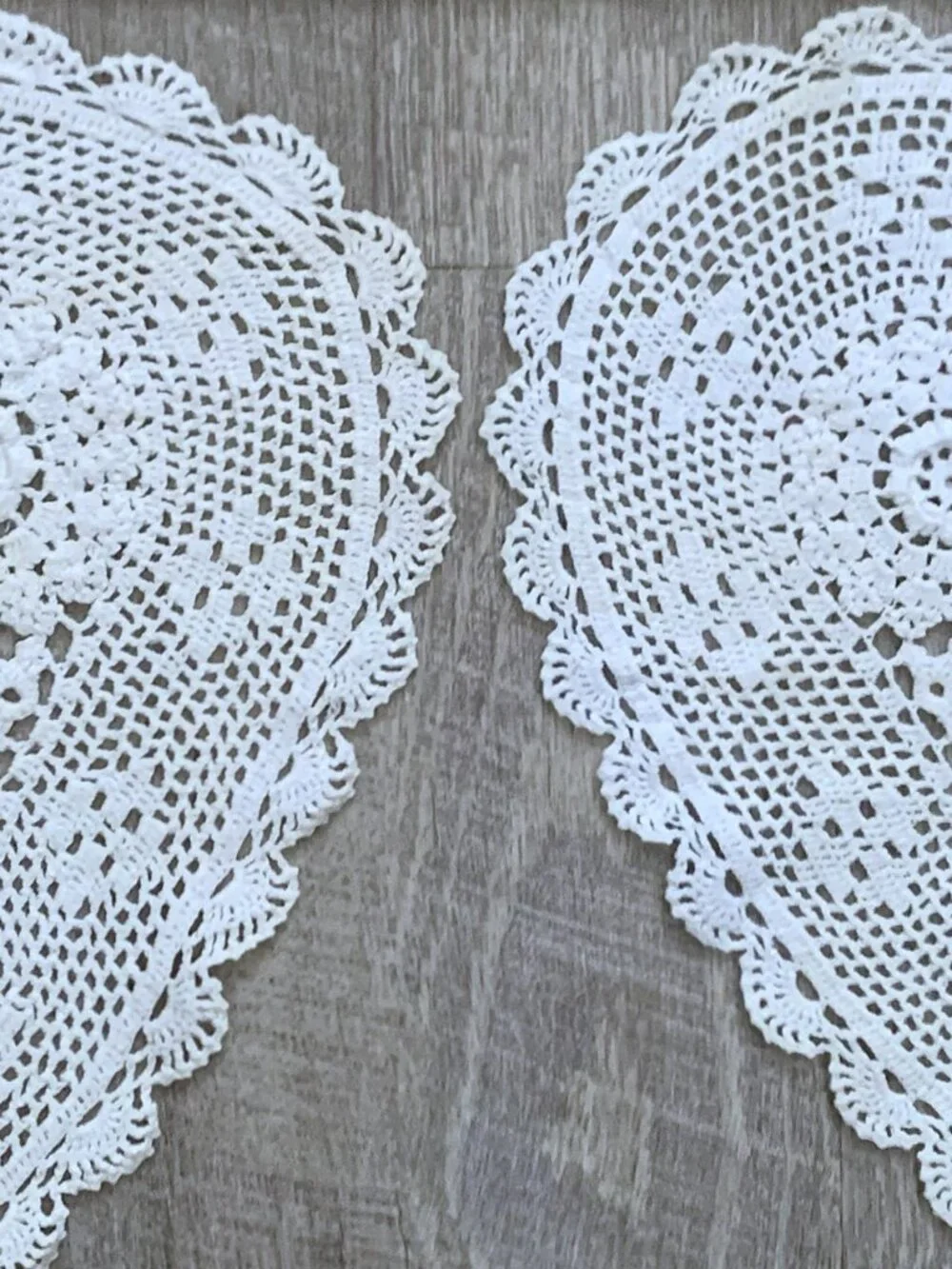 TWO Vintage 1980's HEART Shape Crocheted Doilies - 11-12
